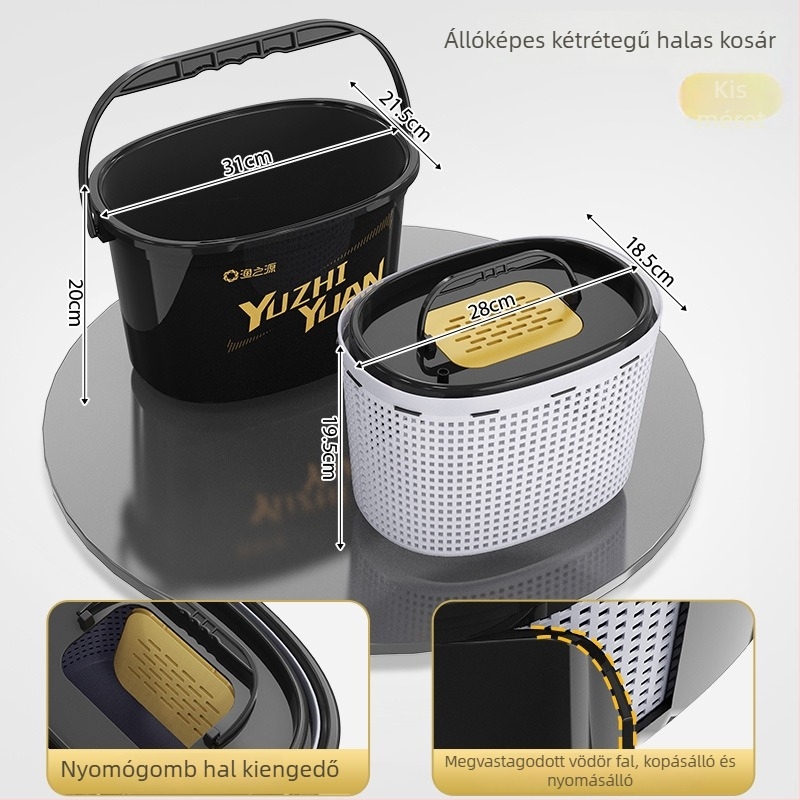 Élőhalas tartály folyóvízi horgászathoz - kétrétegű kialakítás, Source of Fishing, műanyag, Kína