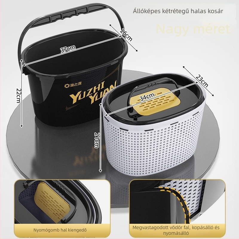 Élőhalas tartály folyóvízi horgászathoz - kétrétegű kialakítás, Source of Fishing, műanyag, Kína