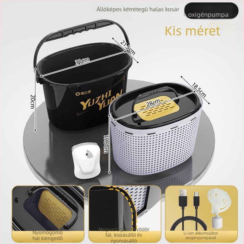 Élőhalas tartály folyóvízi horgászathoz - kétrétegű kialakítás, Source of Fishing, műanyag, Kína