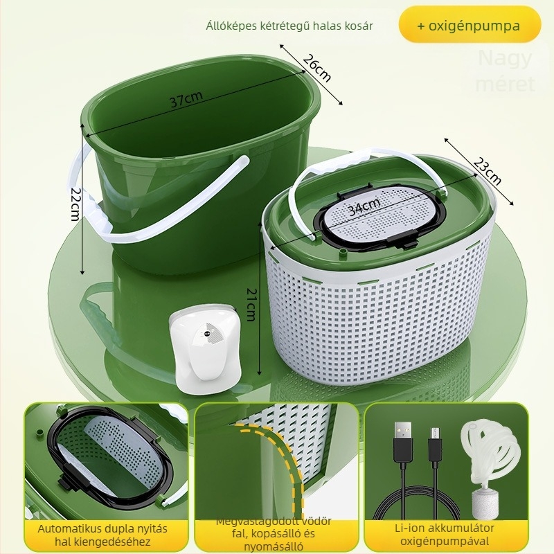 Élőhalas tartály folyóvízi horgászathoz - kétrétegű kialakítás, Source of Fishing, műanyag, Kína