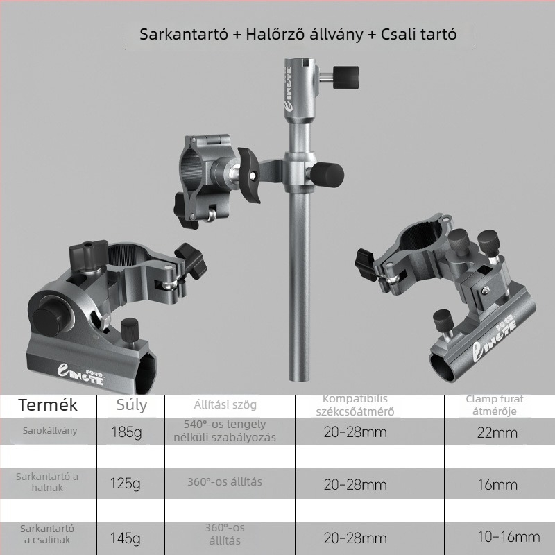 Lingte alumíniumötvözetből készült horgász székkiegészítők készlet — turret alap, esernyő világítás, csalira tálca, halvédő; Európai stílusú univerzális készlet; Eredet: Kína
