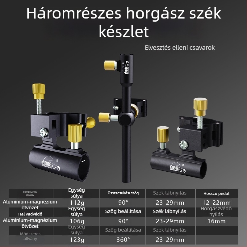 Kardhaló horgászszék kiegészítő készlet – alumínium-magnézium ötvözet, három részes készlet, elvesztés elleni csavarok, toronykeret, halvéd keret, csalihordó tálkeret