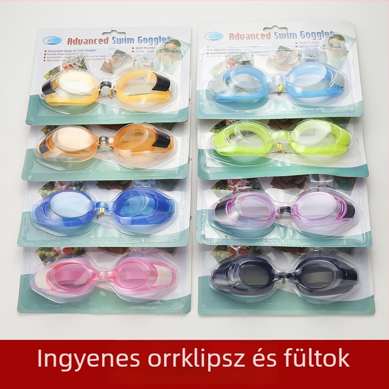 Párásodásmentes úszószemüveg PC lencsékkel, HD tisztaságú, vízálló, felnőtteknek, uniszex; ingyenes orrklipsz és fülcsipesz a csomagban