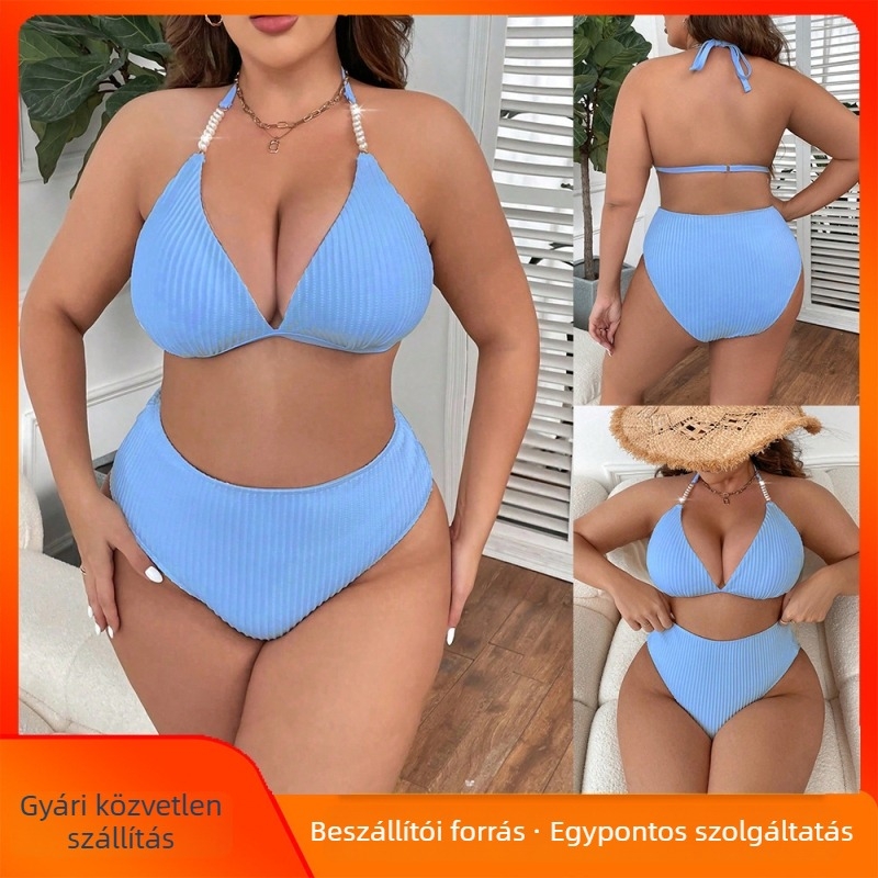 Spagetti pántos, hátrész nélküli, magas derekú bikini szett, párnázott melltartóval; anyag: nylon-elasztán; bélés: poliészter-elasztán; súly: 200 g