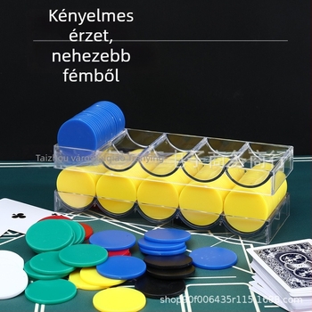 Sakk- és kártyajátékokhoz való chipsek, lapos műanyag korongok PS anyagból, lézergravírozva, névleges érték nélküli, Born Good Hand márka