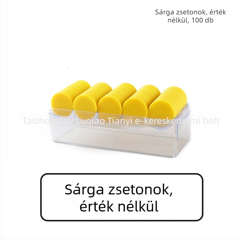 Sakk- és kártyajátékokhoz való chipsek, lapos műanyag korongok PS anyagból, lézergravírozva, névleges érték nélküli, Born Good Hand márka