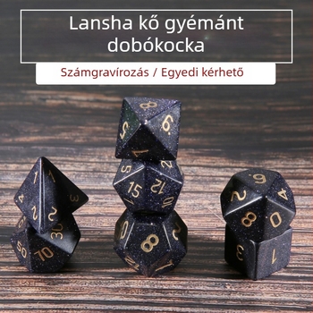 D&D többoldalas dobókocka Lansha kőből, szintetikus kristály kövekkel, tíz oldalú, testre szabható