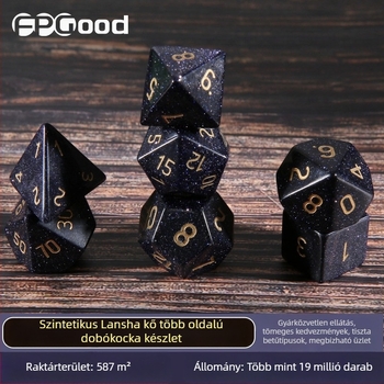 D&D többoldalas dobókocka Lansha kőből, szintetikus kristály kövekkel, tíz oldalú, testre szabható