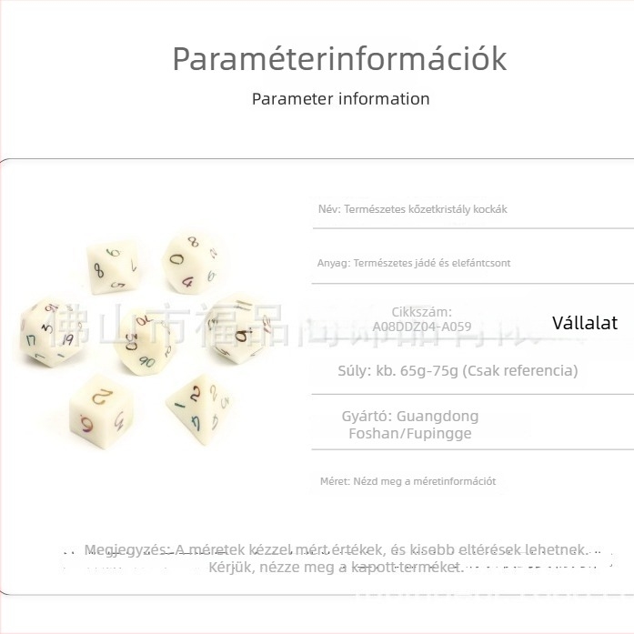 Asztali játékokhoz kockák — Wowu márka, természetes elefántcsont jade kő, nyolcszögletű forma, derékszögű stílus, testreszabható