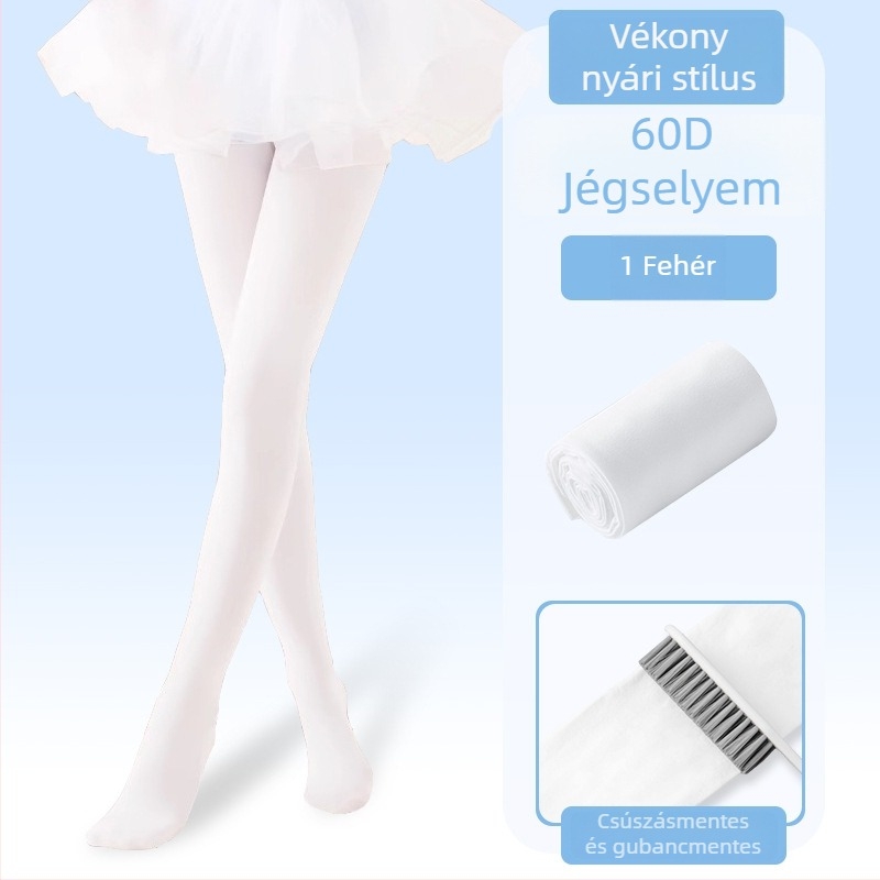 Gyerekek balett harisnyája, nylon/poliamid 83%, közepes vastagság, egyszínű minta, sík öltés 12–14 öltés/3 cm, minden évszakra