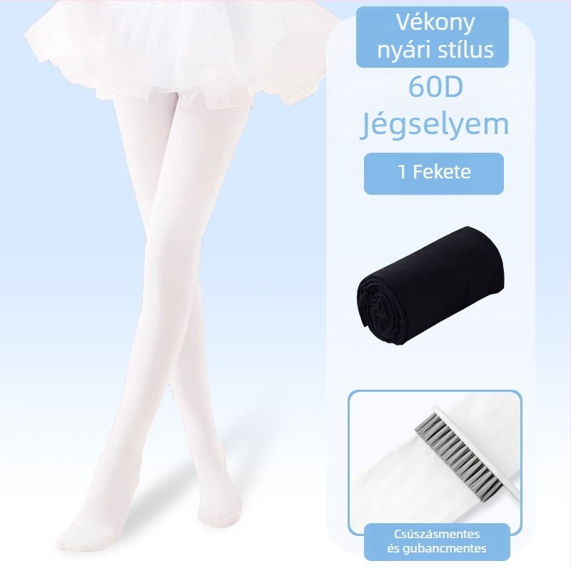 Gyerekek balett harisnyája, nylon/poliamid 83%, közepes vastagság, egyszínű minta, sík öltés 12–14 öltés/3 cm, minden évszakra