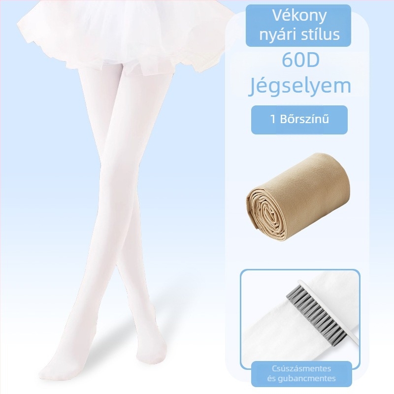Gyerekek balett harisnyája, nylon/poliamid 83%, közepes vastagság, egyszínű minta, sík öltés 12–14 öltés/3 cm, minden évszakra