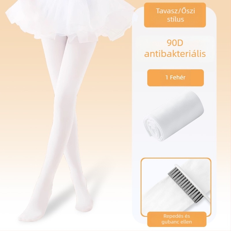 Gyerekek balett harisnyája, nylon/poliamid 83%, közepes vastagság, egyszínű minta, sík öltés 12–14 öltés/3 cm, minden évszakra