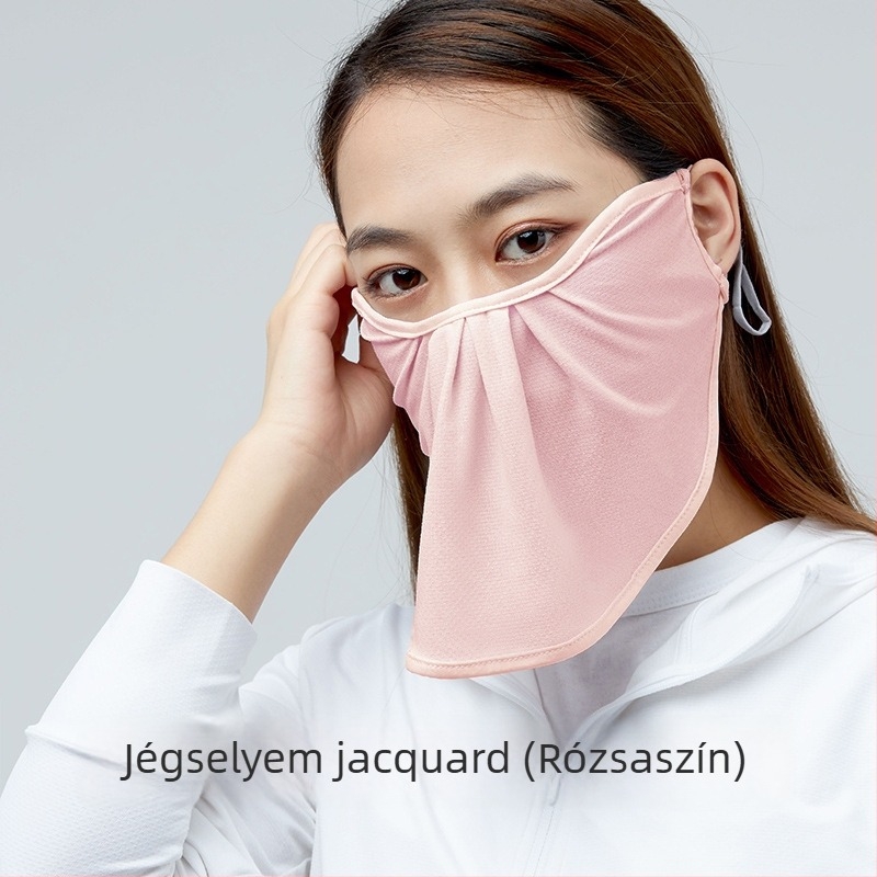 Nagy nyílású napszemvédő maszk, Ice Silk jacquard anyag, virágmintás, UV védelem, fülhurok dizájn