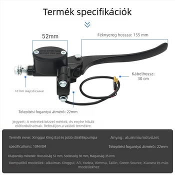Felső fékpumpa tárcsafékhez – alumínium ház, Ø22 mm, Mojielong, kompatibilis előre és hátra