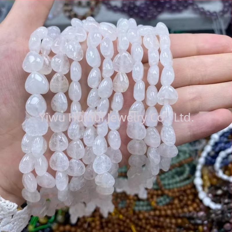 DIY ékszer gyöngyök – természetes kő, szerelem minta, egyenes lyukú gyöngyök, friss és édes stílus