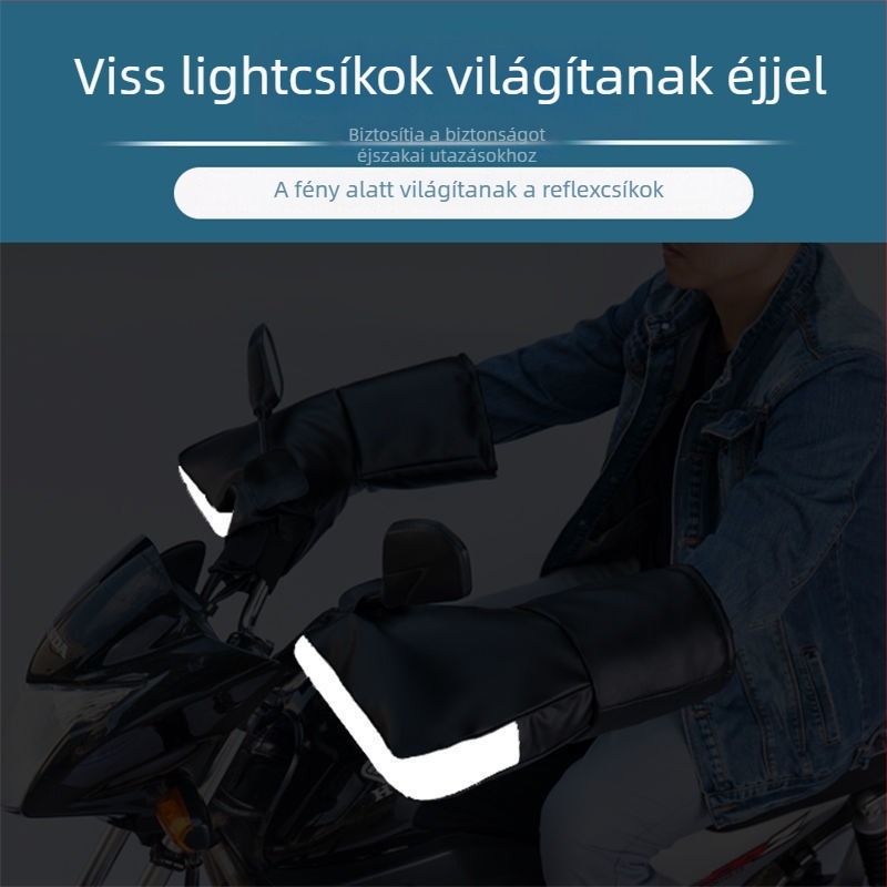 Bőr téli motorkerékpáros kesztyű háromkerekű elektromos járművekhez, szélvédő fogantyúvédő, Wave Sound, felnőttek, uniszex