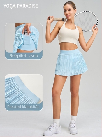 Fitnesz szoknya plisírozott dizájnnal, YOGA PARADISE, őszi 2025, anyag: 75% nylon, 25% spandex