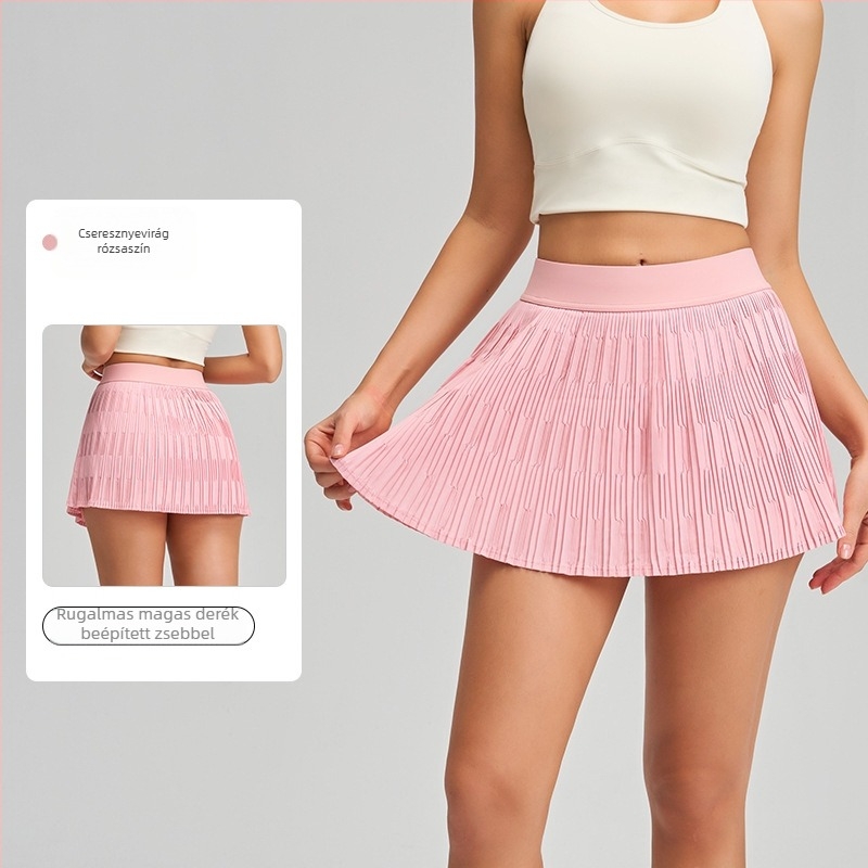 Fitnesz szoknya plisírozott dizájnnal, YOGA PARADISE, őszi 2025, anyag: 75% nylon, 25% spandex