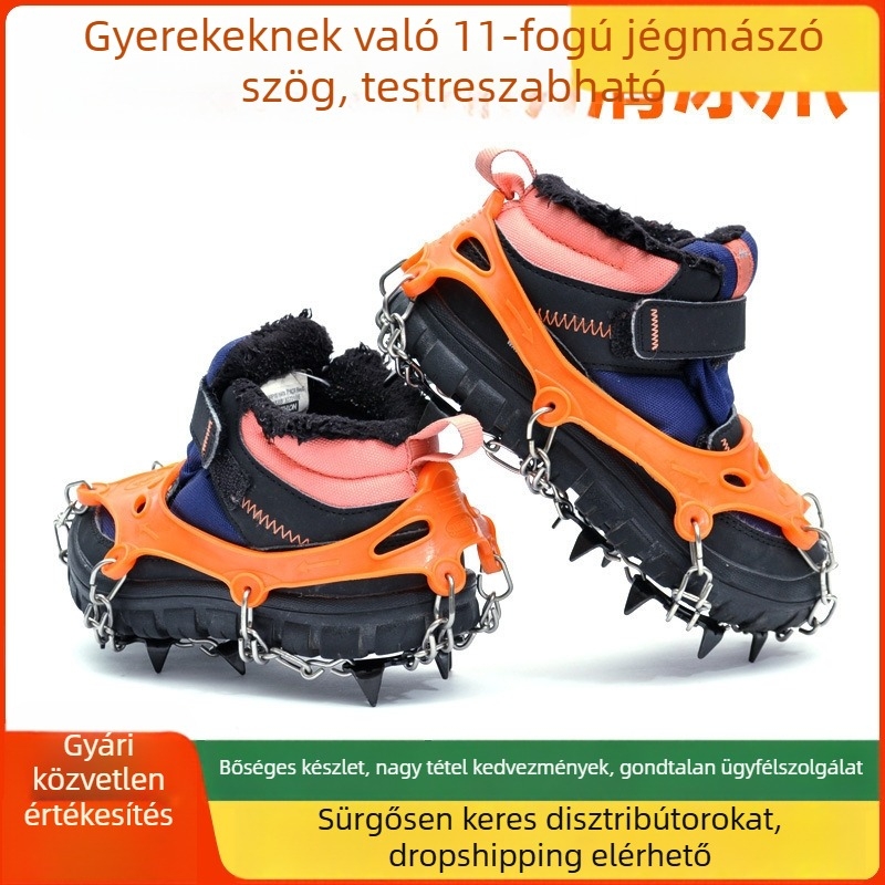 11-fogú gyerekeknek készült csúszásmentes cipővédő, rozsdamentes acélból, Mount Rock