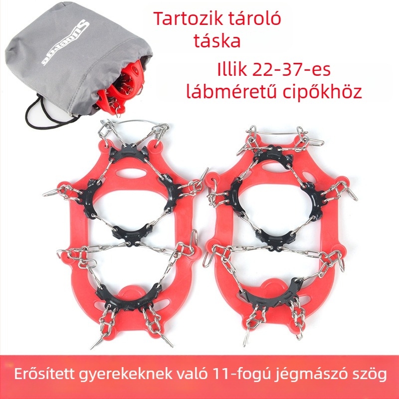 11-fogú gyerekeknek készült csúszásmentes cipővédő, rozsdamentes acélból, Mount Rock