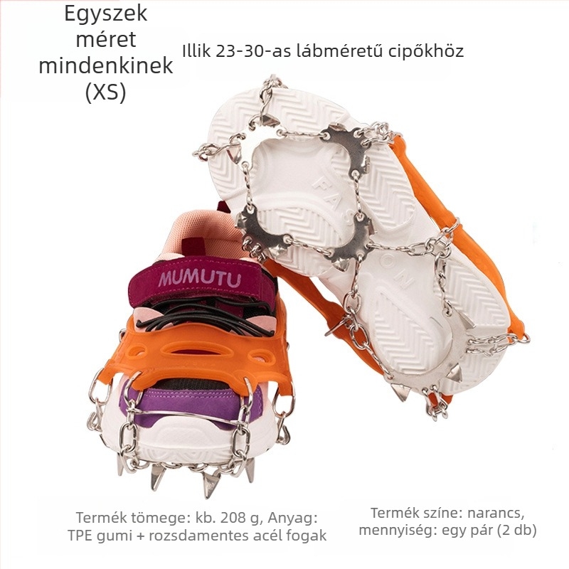 11-fogú gyerekeknek készült csúszásmentes cipővédő, rozsdamentes acélból, Mount Rock