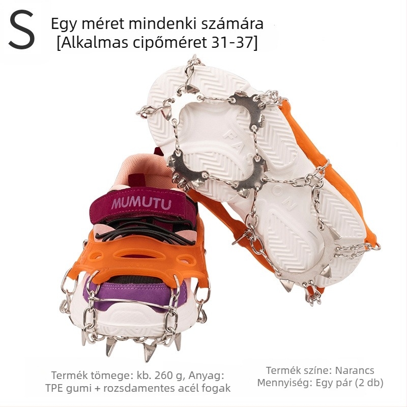 11-fogú gyerekeknek készült csúszásmentes cipővédő, rozsdamentes acélból, Mount Rock