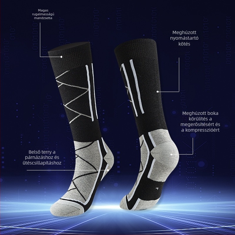 Vádliig érő sport zokni polár béléses, uniszex, téli, poliészter