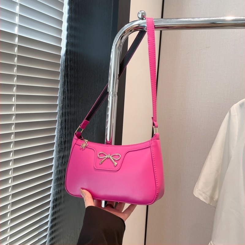 PU válltáska cipzárral, vízszintes négyzet alakú, városi minimalista stílus, belső poliészter bélés, egy vállpánt, baguette-stílusú női táska, tavasz 2025