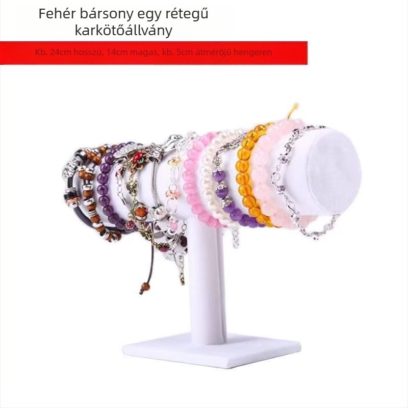 Fa velúr kiállító állvány ékszerekhez, egysoros kialakítás, T-típus, egy szint