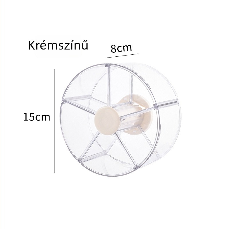 Kozmetikai tároló doboz forgó rendezővel sminkasztalhoz – műanyagból, modern minimalist stílus, porálló