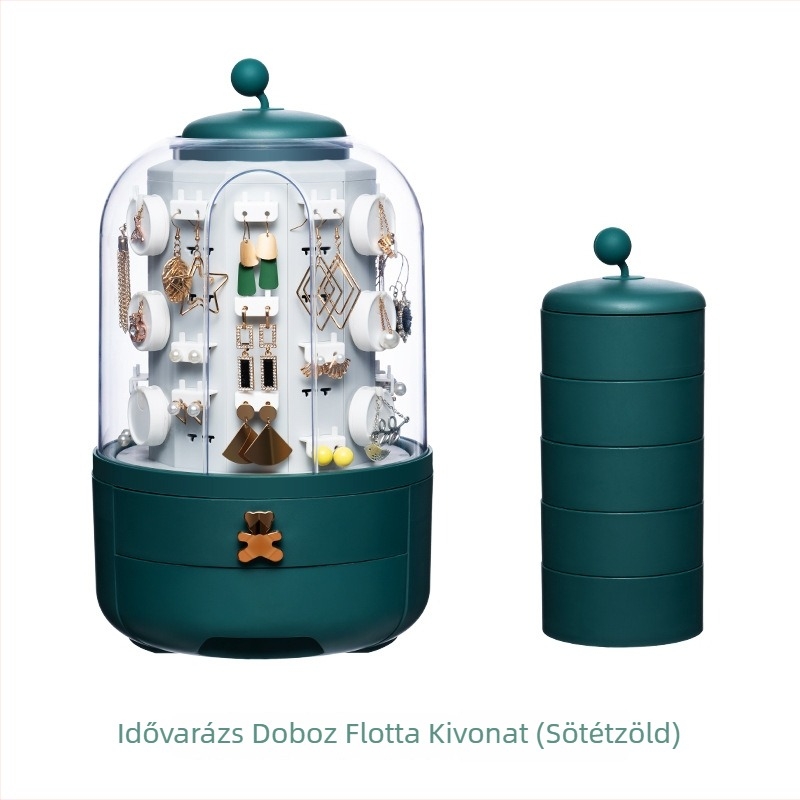 3-rétegű ékszeres kijelződoboz asztali használatra – műanyag, porvédelmes, nagy kapacitás