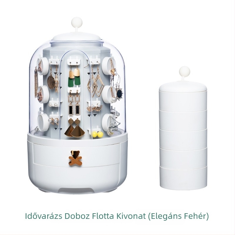 3-rétegű ékszeres kijelződoboz asztali használatra – műanyag, porvédelmes, nagy kapacitás