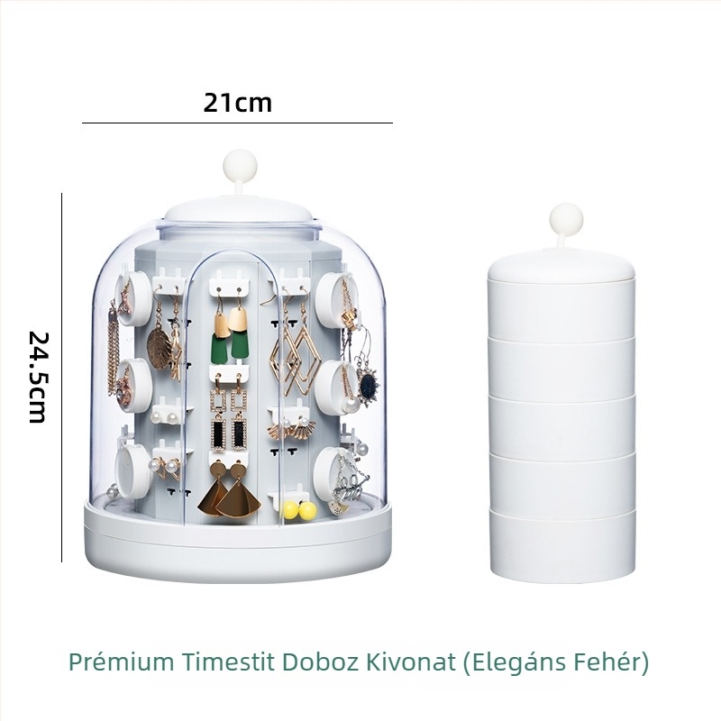 3-rétegű ékszeres kijelződoboz asztali használatra – műanyag, porvédelmes, nagy kapacitás