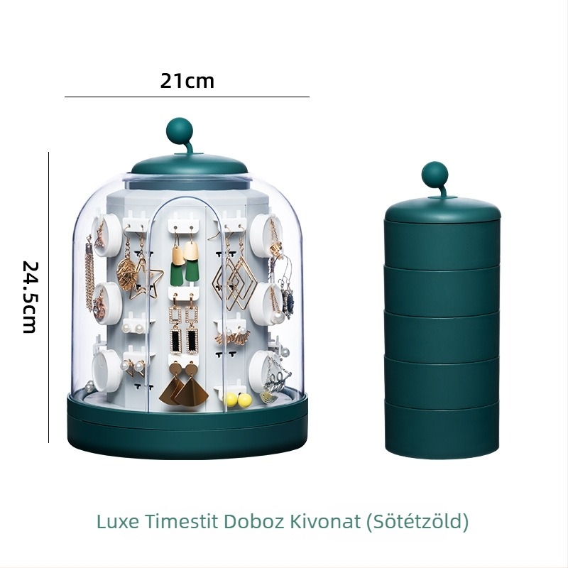 3-rétegű ékszeres kijelződoboz asztali használatra – műanyag, porvédelmes, nagy kapacitás