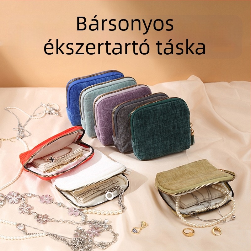 Ékszertáska, flanel anyagú, klutch alakú, modell Hd-367, márka Xinyi