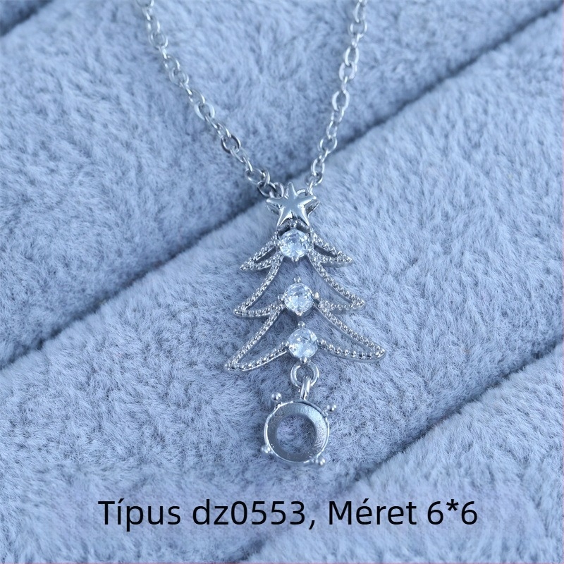 Kulcscsonti nyaklánc, koreai stílus, minimalist, könnyű luxus, geometriás medál cirkóniával, méretek 6x6 / 8x8 / 7x10