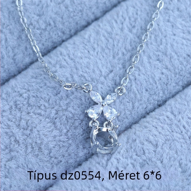 Kulcscsonti nyaklánc, koreai stílus, minimalist, könnyű luxus, geometriás medál cirkóniával, méretek 6x6 / 8x8 / 7x10