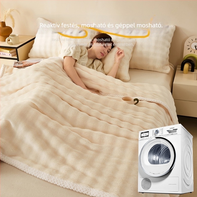 Korall fleece takaró nyúl-szőr imitációval, kanapé- és irodai használatra, téli meleg, bababiztos