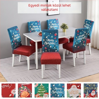 Karácsonyi digitálisan nyomtatott székhuzat, rugalmas éllel, európai stílusú egyben ülőpárna, hotel- és éttermi széktakaró