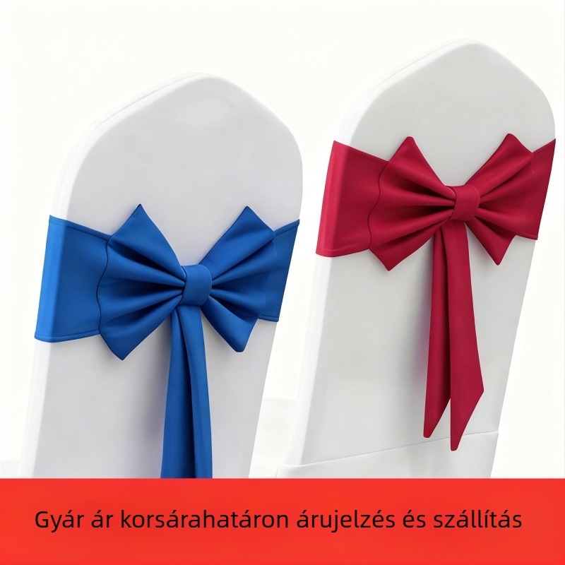 Elasztikus székháttámla-díszítő pánt virágos csomóval, szállodai bankettekhez (Poliészter, Esküvői stílus, Díszítés)
