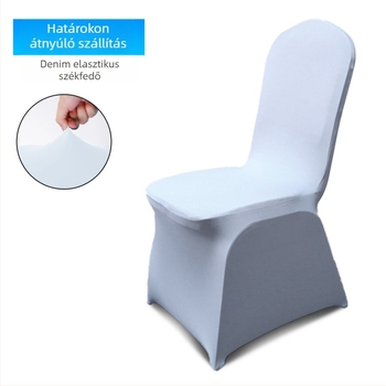 Székfedő – egy darabból álló, vastagabb elasztikus dizájn; esküvői stílus; szállodai használatra; anyag: 97% poliészter, 3% spandex