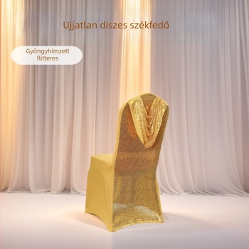 Szék huzat pailettes hímzéssel és elastikussággal, poliészter – esküvői dekoráció szállodákhoz