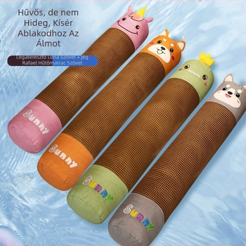 Hengeres párna oldalra fekvéshez, plüss huzat, PP gyapot töltet, aranyos állatos mintával, hímzett és összefűzött szövés, cartoon stílus