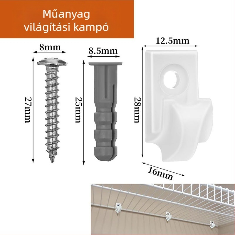 ABS anyagú csavaros kampó fényláncokhoz és függő növénykosarakhoz; egy darab, modern minimalist stílus, teherbírás 2 kg