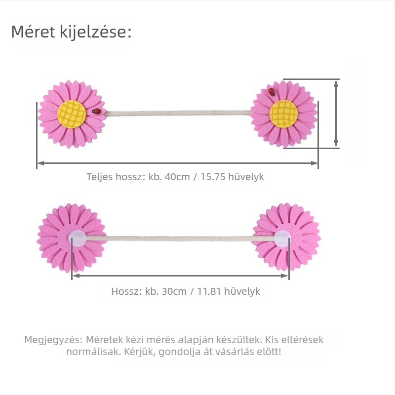Napraforgó függönytartó - fúrásmentes, textil anyag, testreszabható, modern minimalista stílus