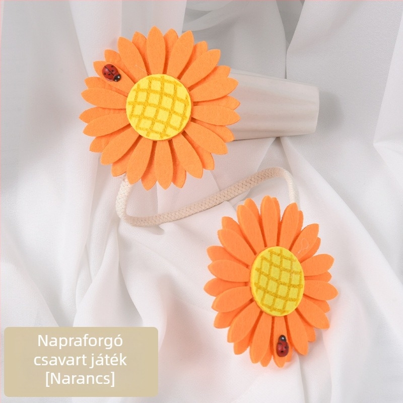 Napraforgó függönytartó - fúrásmentes, textil anyag, testreszabható, modern minimalista stílus