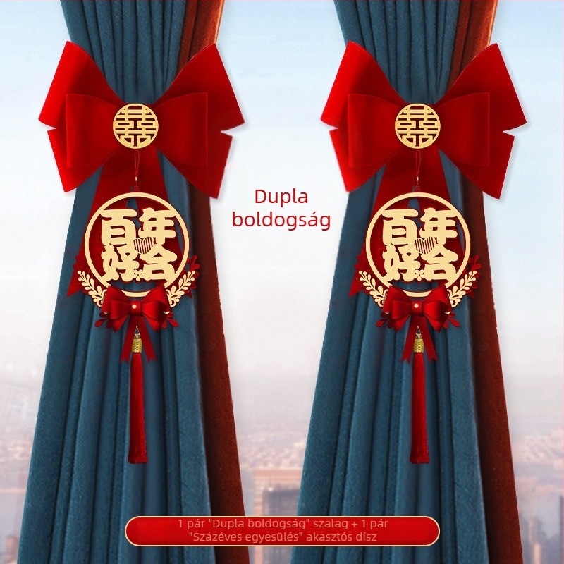 Esküvői függöny-girlanda – nem szövött anyag, Snow Top márka, boldog szavak, import nélkül