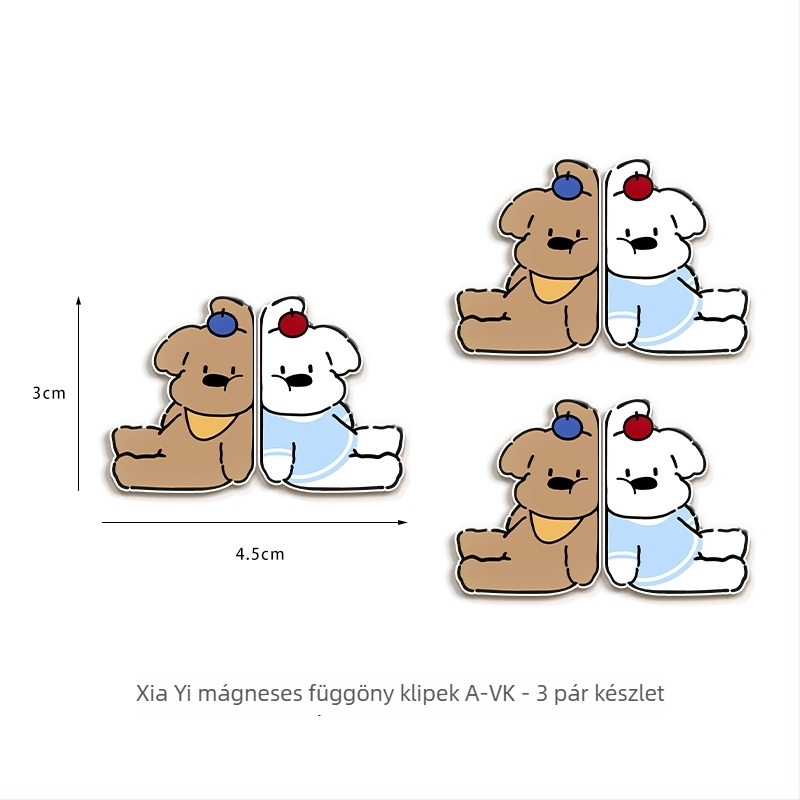 Rajzfilmszerű kutyus mágneses függönyklipsz, akril anyag, testreszabható, karikatúra stílus