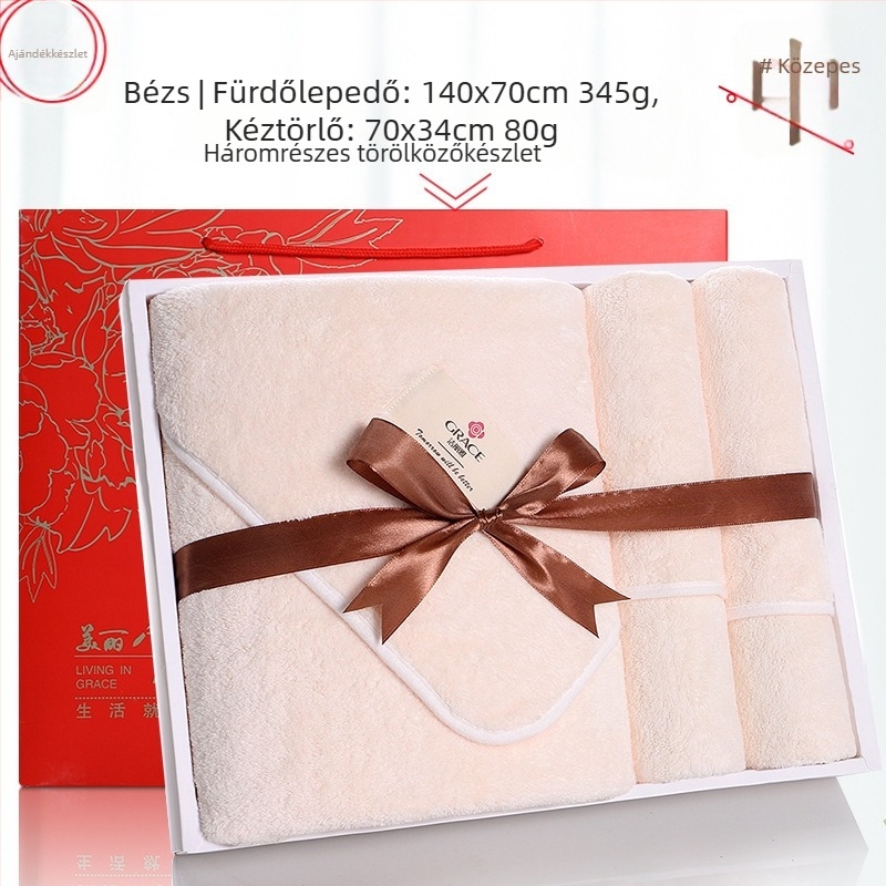 Grace/Jielia három darabos törölköző készlet díszdobozban logó hímzéssel